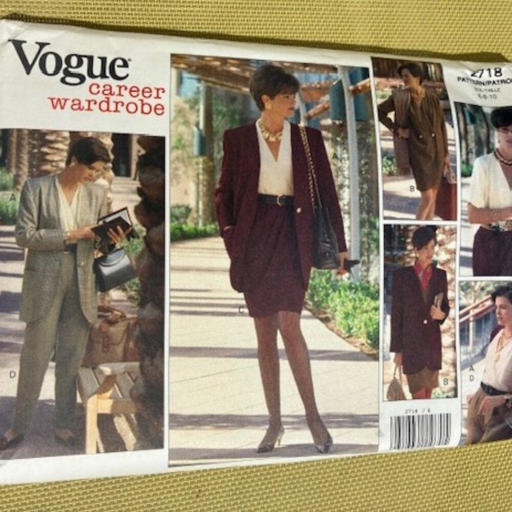 Vogue Vintage 1990's Sewing Pattern 2718 Jacket Skirt Blouse Pants UNCUT Sz 6-8-
